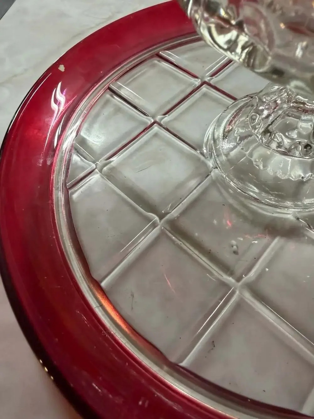 King's Crown Ruby/cranberry Flashed Flat Iced Tea Glass Vintage Tiffin Francisca